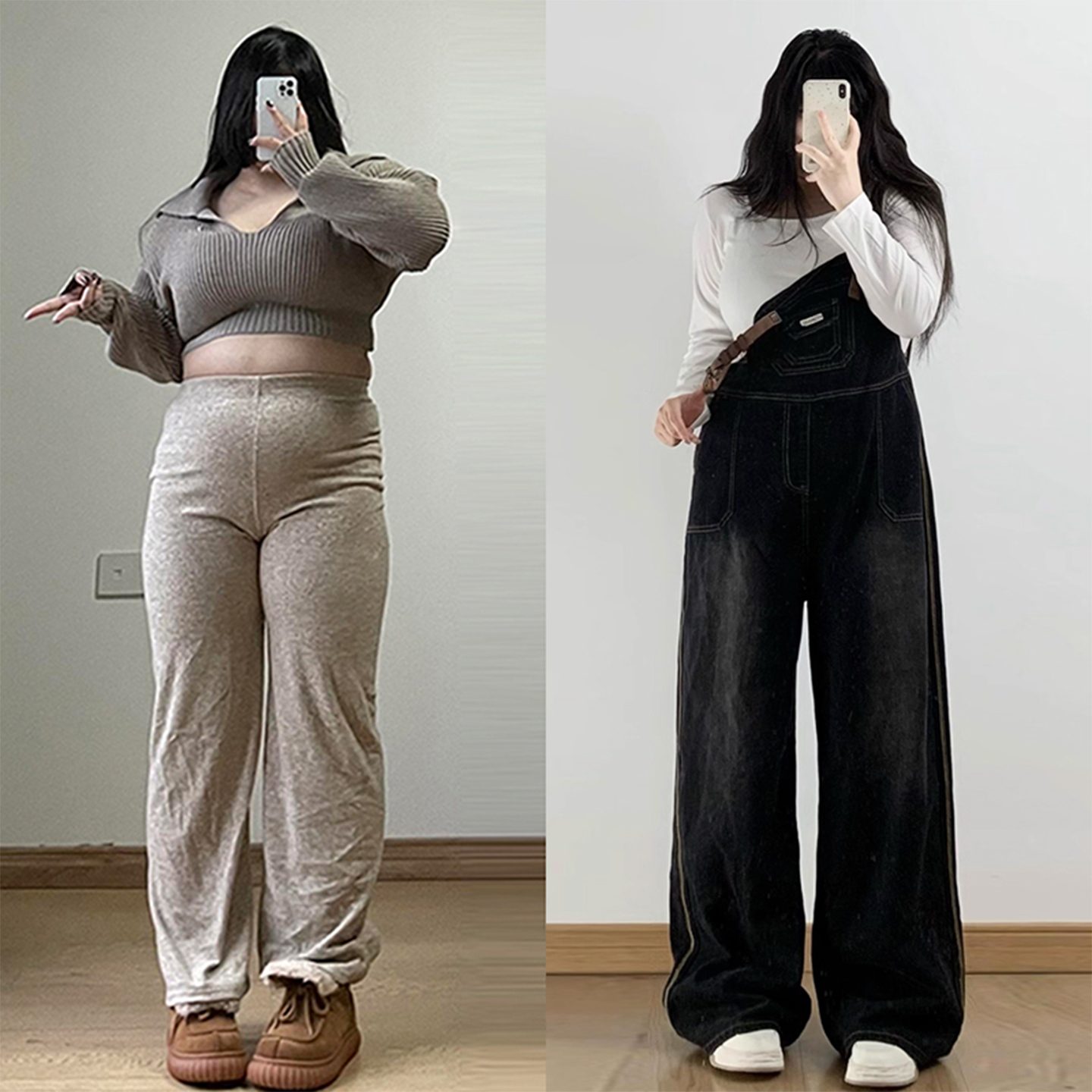 大码胖mm慵懒高级感工装背带裤女