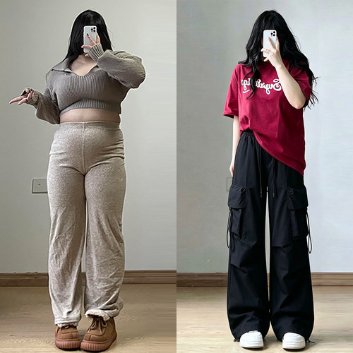 300斤胖mm大码多口袋显瘦裤子女