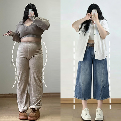 大码女装慵懒风百搭休闲阔腿裤女