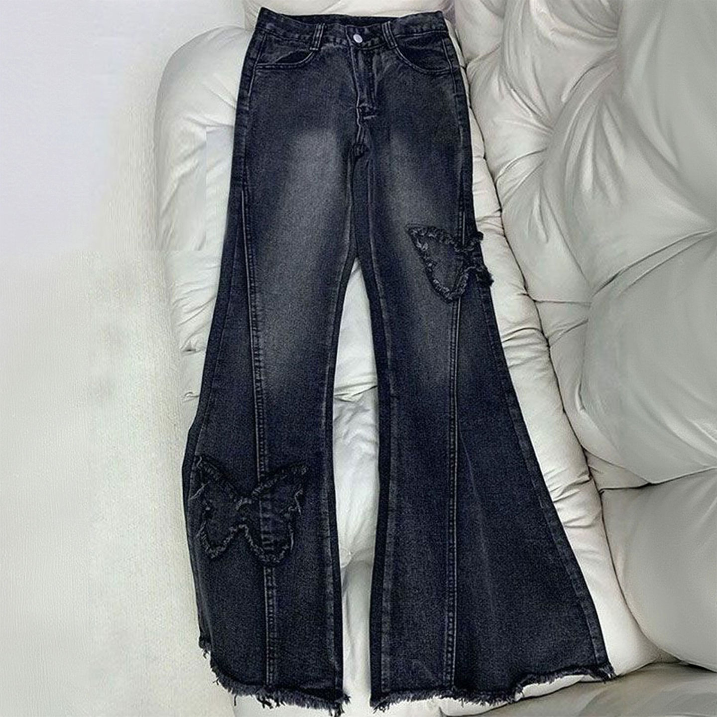 大码女装胖mm设计感休闲微喇裤女