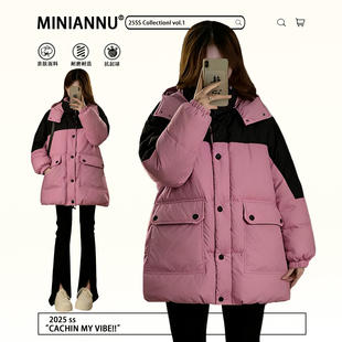 特大码 宽松显瘦连帽面包服上衣 胖mm韩系超好看夹棉棉服女秋冬新款