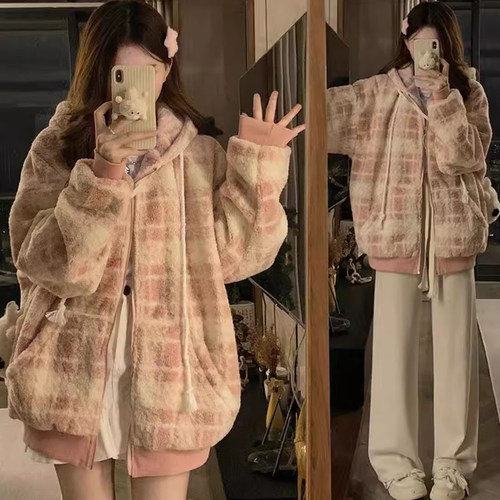 胖mm大码女装学院风宽松撞色棉衣