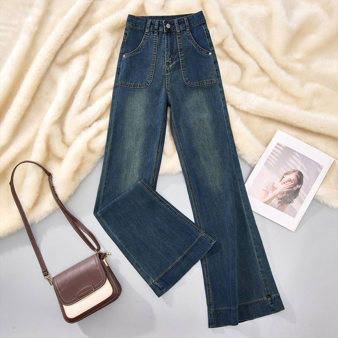 大码女装胖mm小个子显瘦蓝色牛仔裤女韩版慵懒风宽松百搭阔腿裤子,女装/女士精品,大码裤装,淘宝优惠券,粉丝福利购,淘宝优惠卷