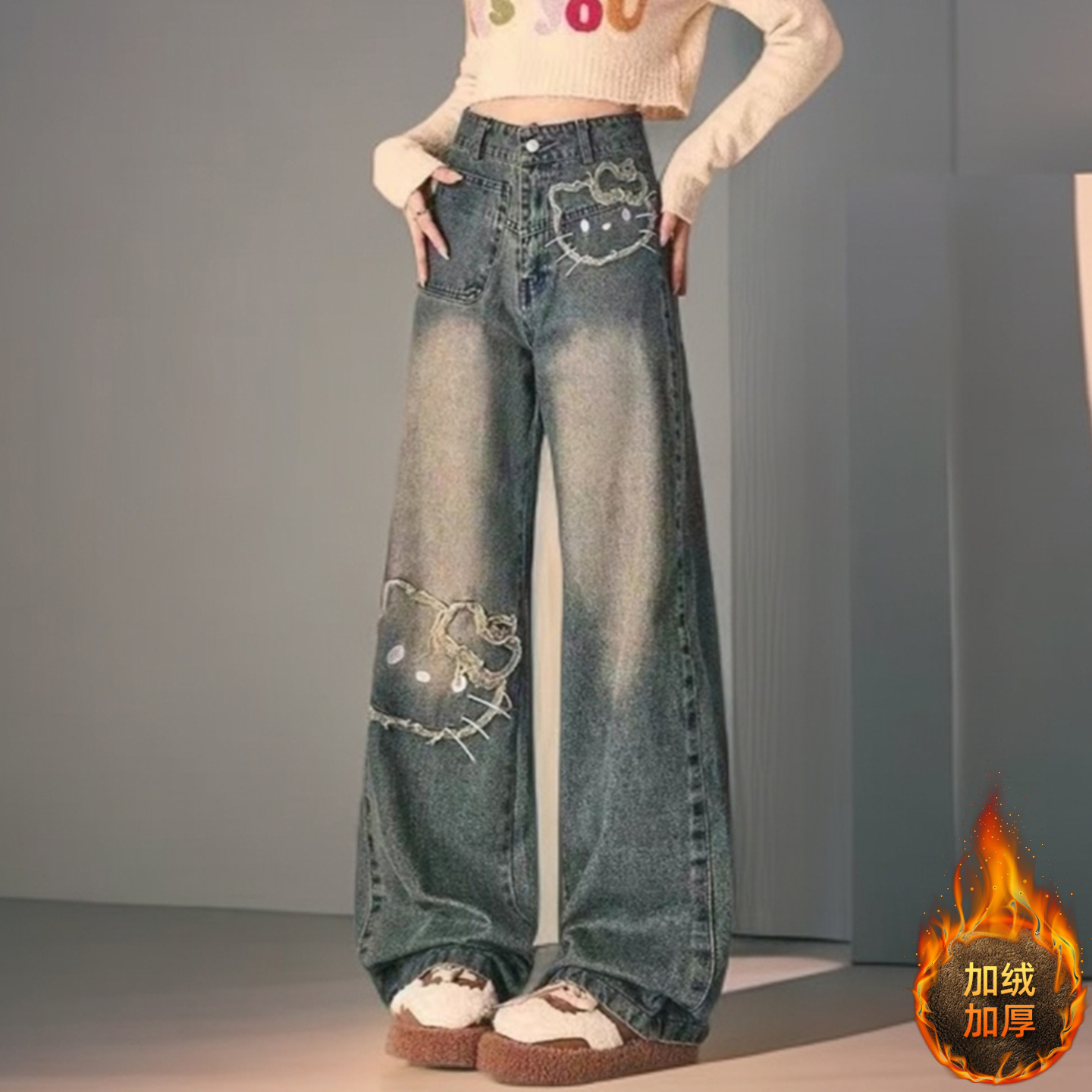 胖mm特大码女装甜美减龄直筒裤女