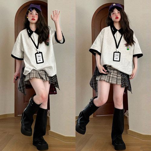 300斤大码百搭减龄学院风上衣女