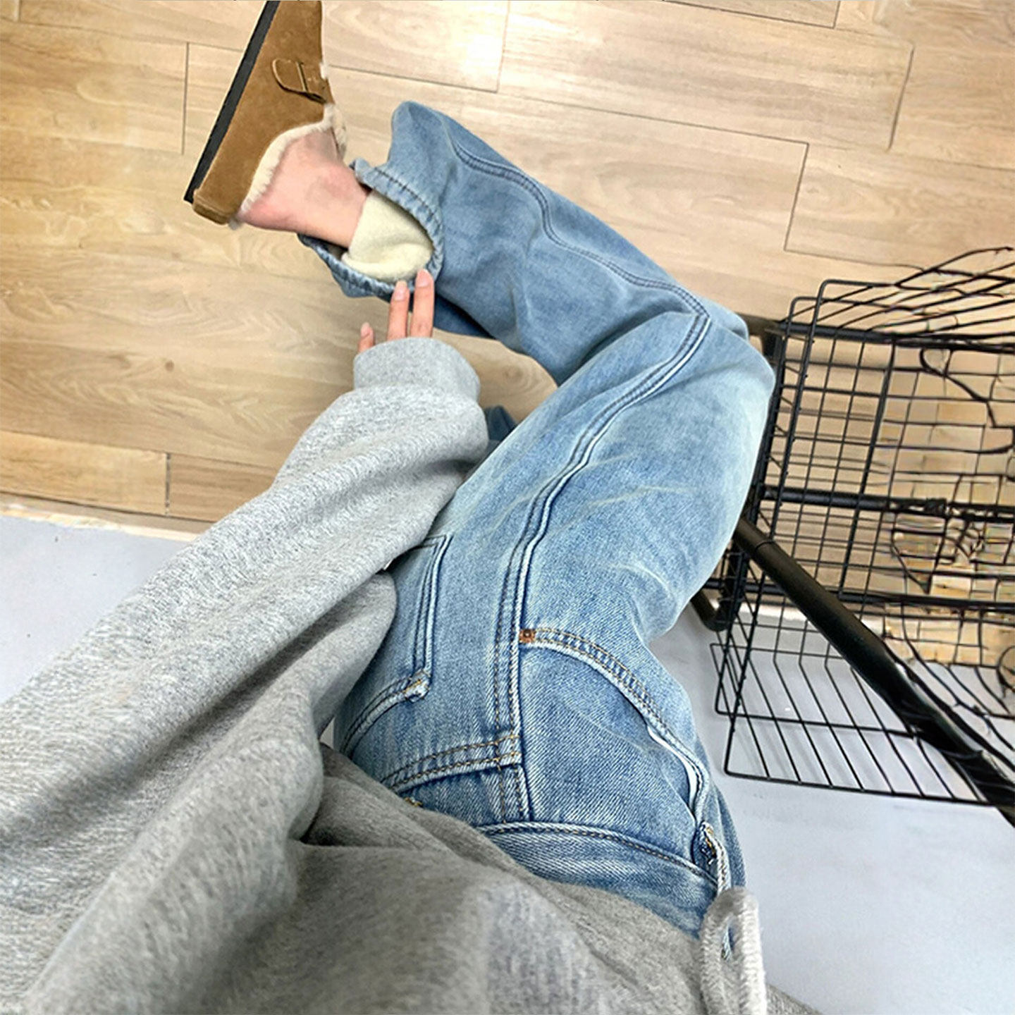 大码女装蓝色慵懒风显瘦加绒牛仔裤女胖mm厚裤子高级感休闲直筒裤,女装/女士精品,大码裤装,淘宝优惠券,粉丝福利购,淘宝优惠卷