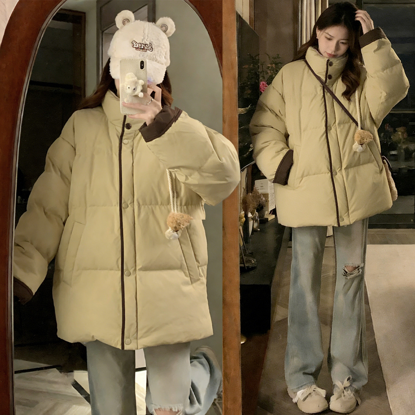 大码女装胖mm韩版宽松立领保暖棉服女2025冬季巨好看的深冬厚外套,女装/女士精品,大码棉服,淘宝优惠券,粉丝福利购,淘宝优惠卷