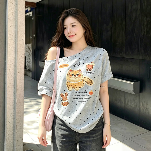 300斤胖mm大码设计感松弛上衣女