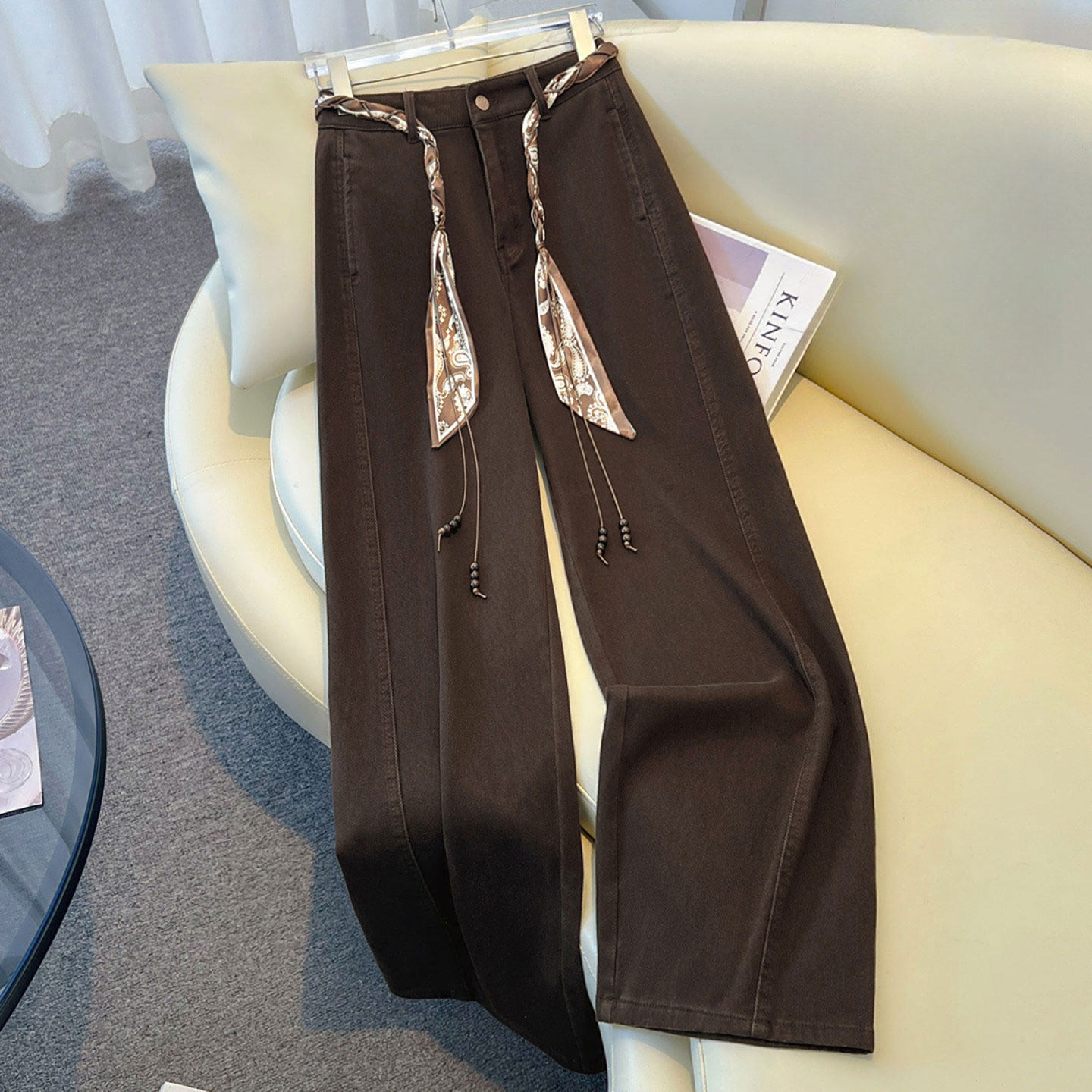 300斤胖mm大码梨型身材显瘦阔腿牛仔裤女高腰宽松美拉德直筒裤子,女装/女士精品,大码裤装,淘宝优惠券,粉丝福利购,淘宝优惠卷