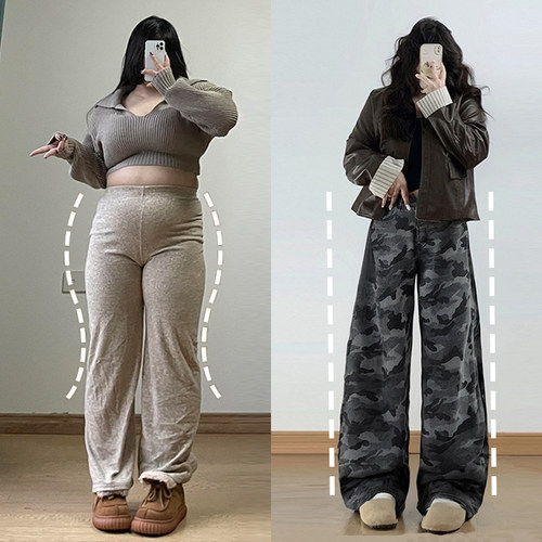 特大码女装美式复古街头牛仔裤女