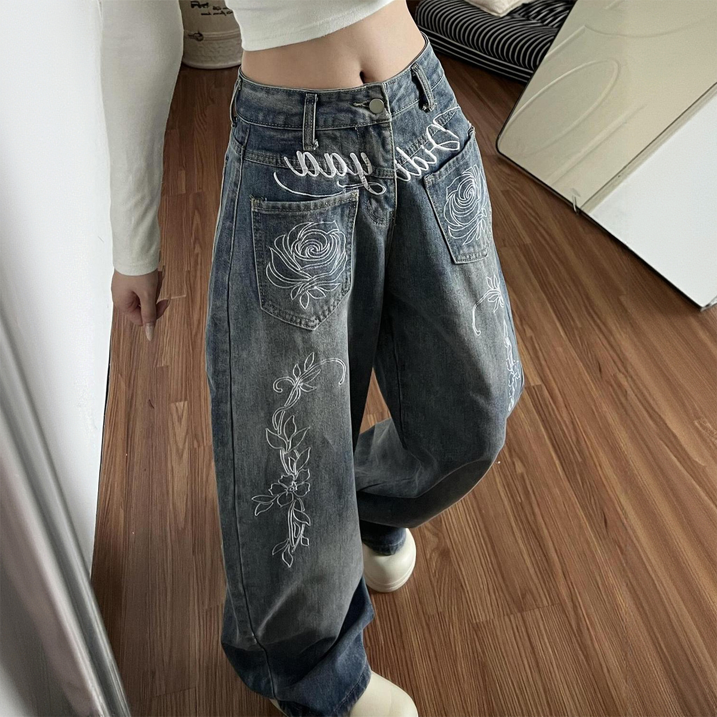 大码女装胖mm气质显瘦高腰裤子女