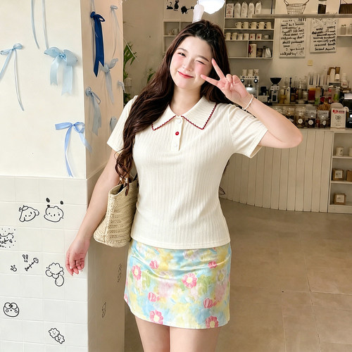 300斤胖mm特大码修身漂亮上衣女