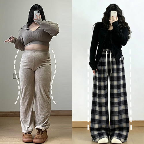 特大码胖mm梨型身材显瘦高腰卫裤