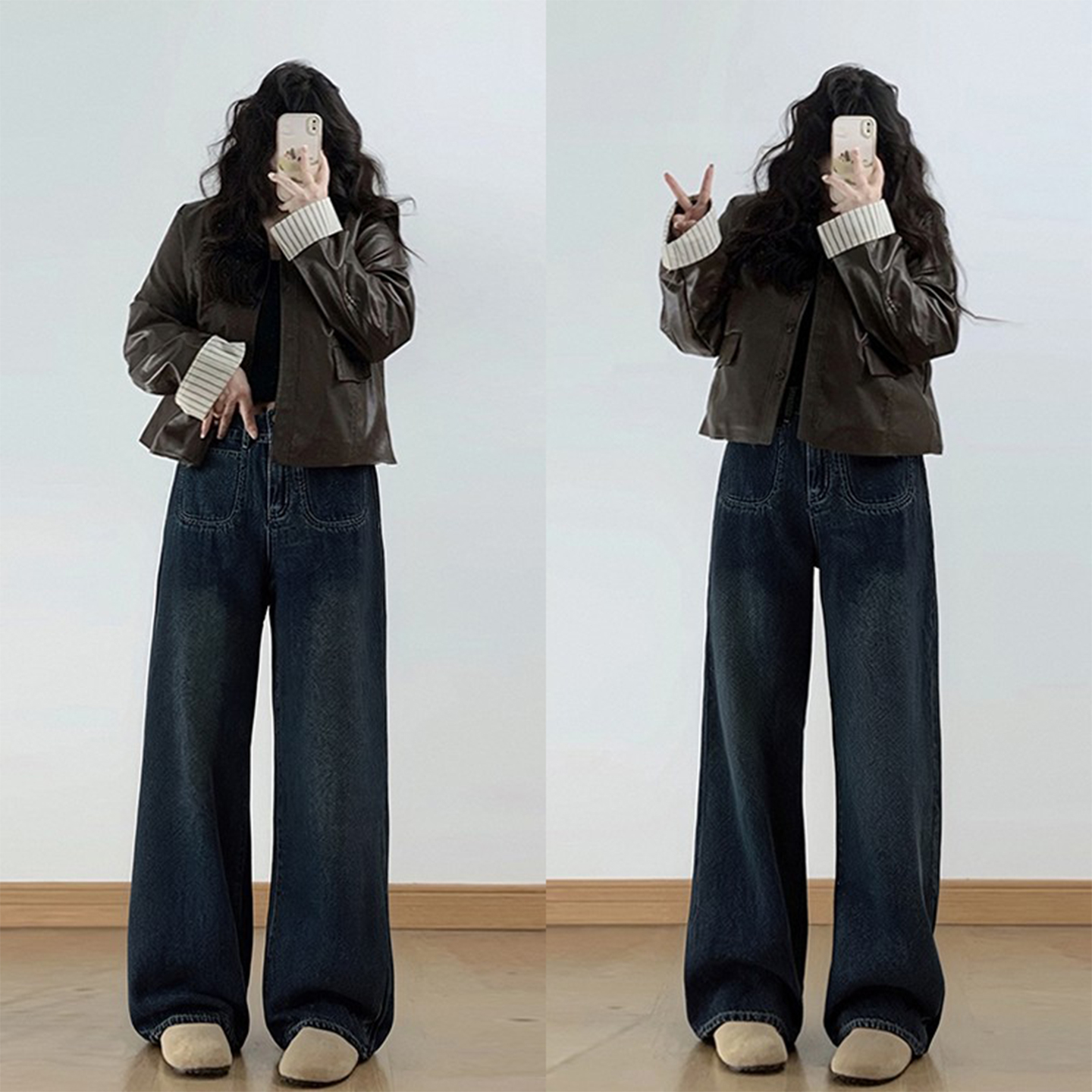 特大码女装韩版宽松百搭牛仔裤女