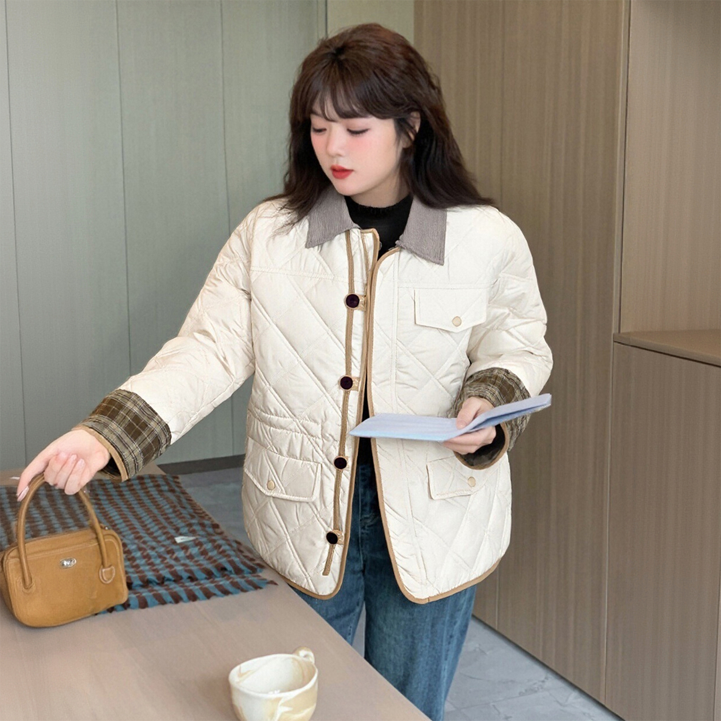 300斤特大码学生百搭显瘦棉服女