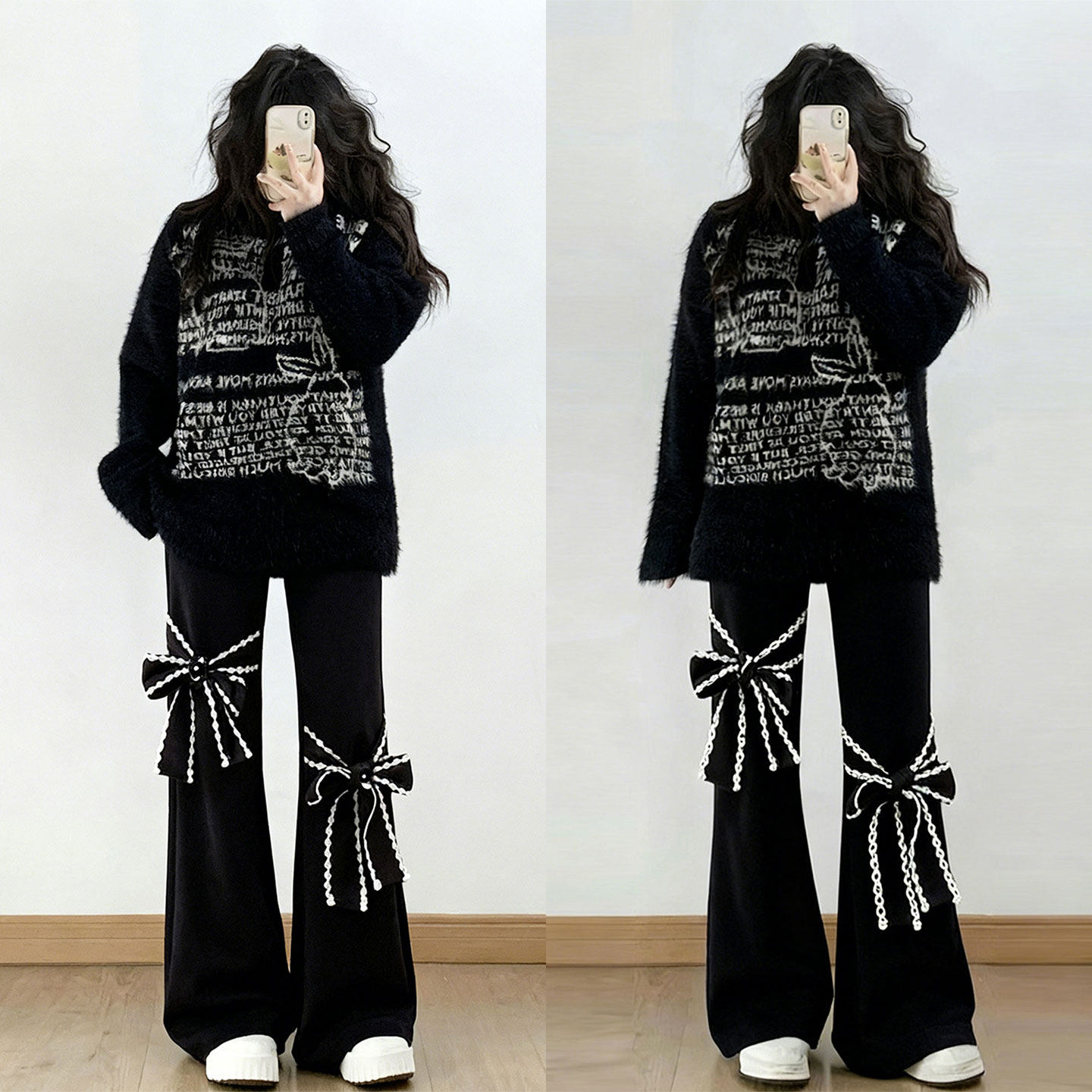 300斤大码女装黑色遮肉显瘦牛仔裤女胖mm休闲百搭蝴蝶结微喇裤子,女装/女士精品,大码裤装,淘宝优惠券,粉丝福利购,淘宝优惠卷