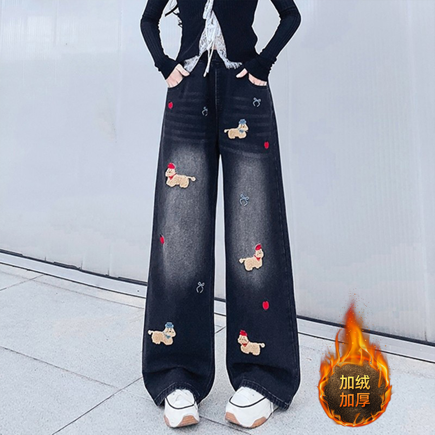 300斤特大码女装复古高腰牛仔裤