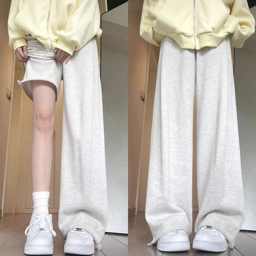 大码女装简约高级感运动休闲裤女