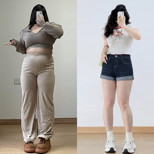 300斤胖mm大码辣妹风卷边短裤女