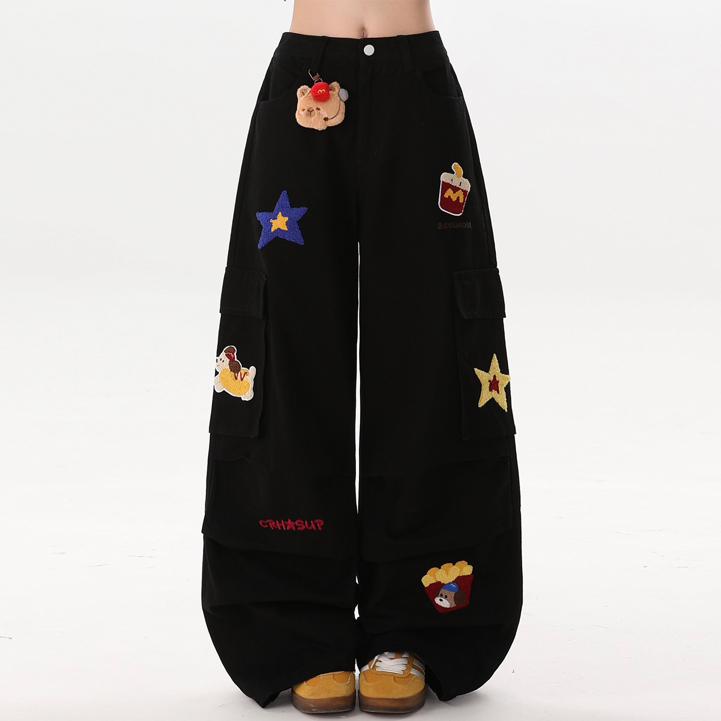 300斤大码女装韩系慵懒风弯刀裤