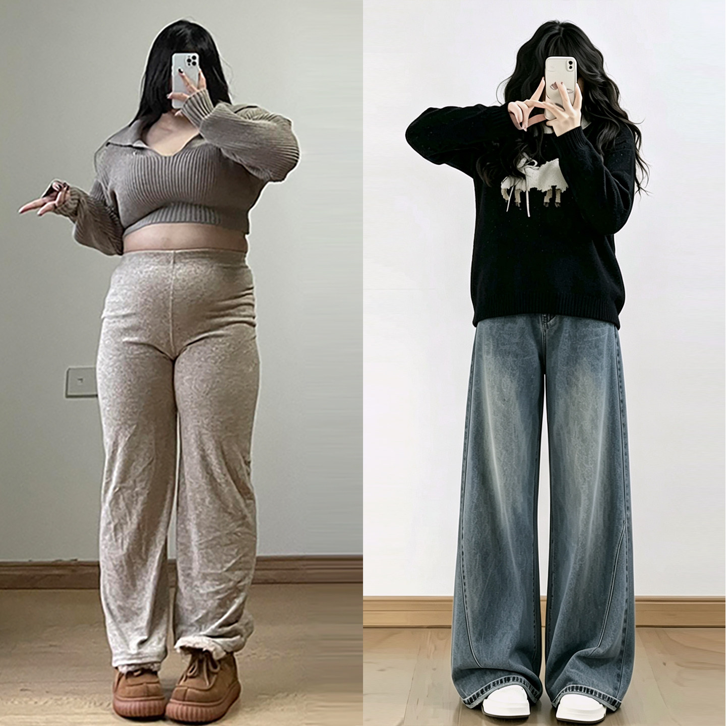 300斤特大码胖mm蓝色宽松阔腿牛仔裤女秋季韩系穿搭显瘦垂感裤子