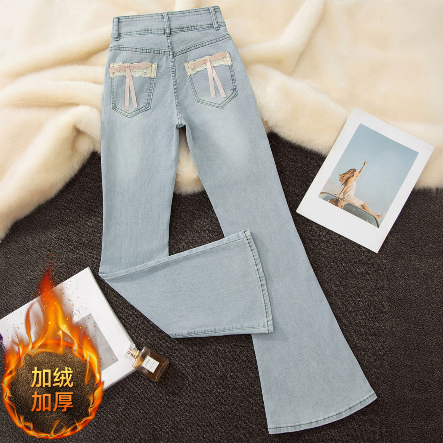 特大码胖mm美式辣妹百搭马蹄裤女