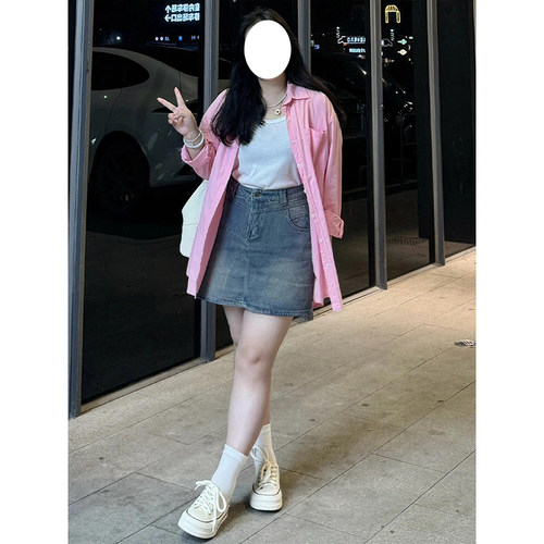特大码美式复古ins修身辣妹短裙