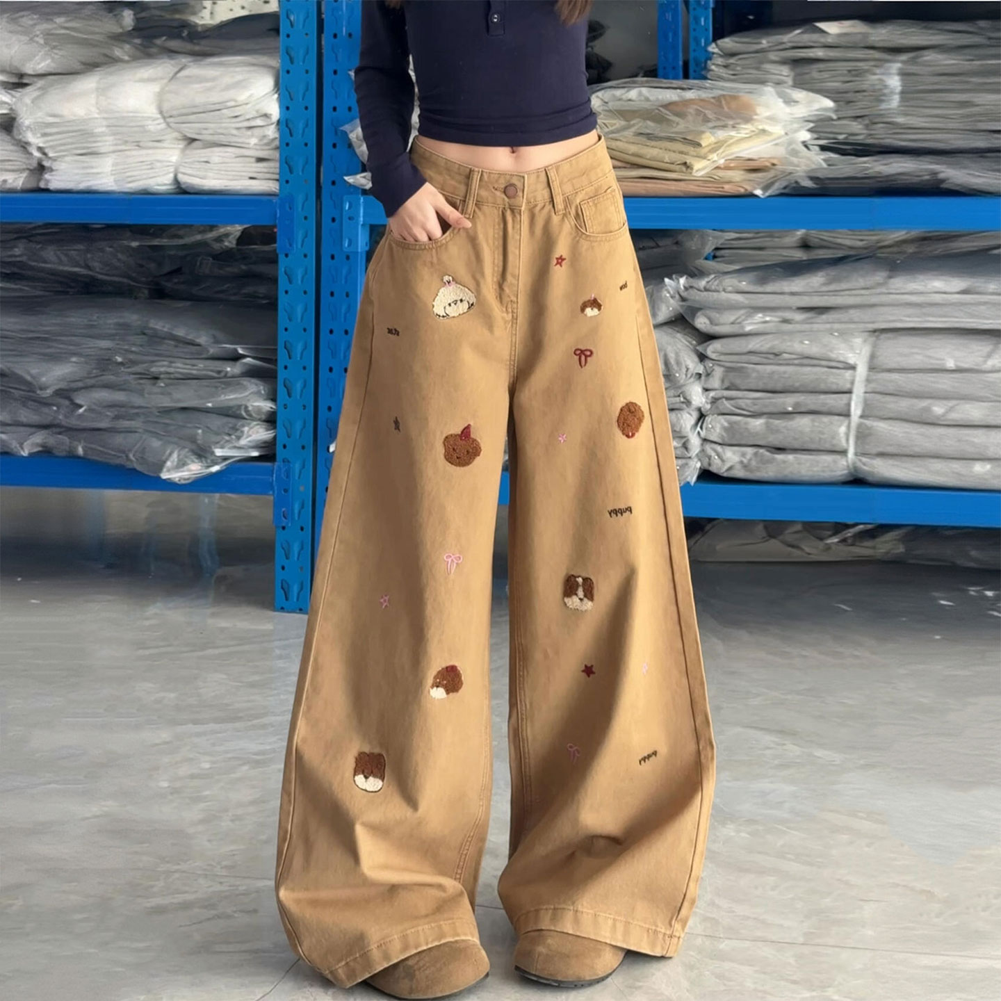 大码女装胖mm设计感百搭阔腿裤子