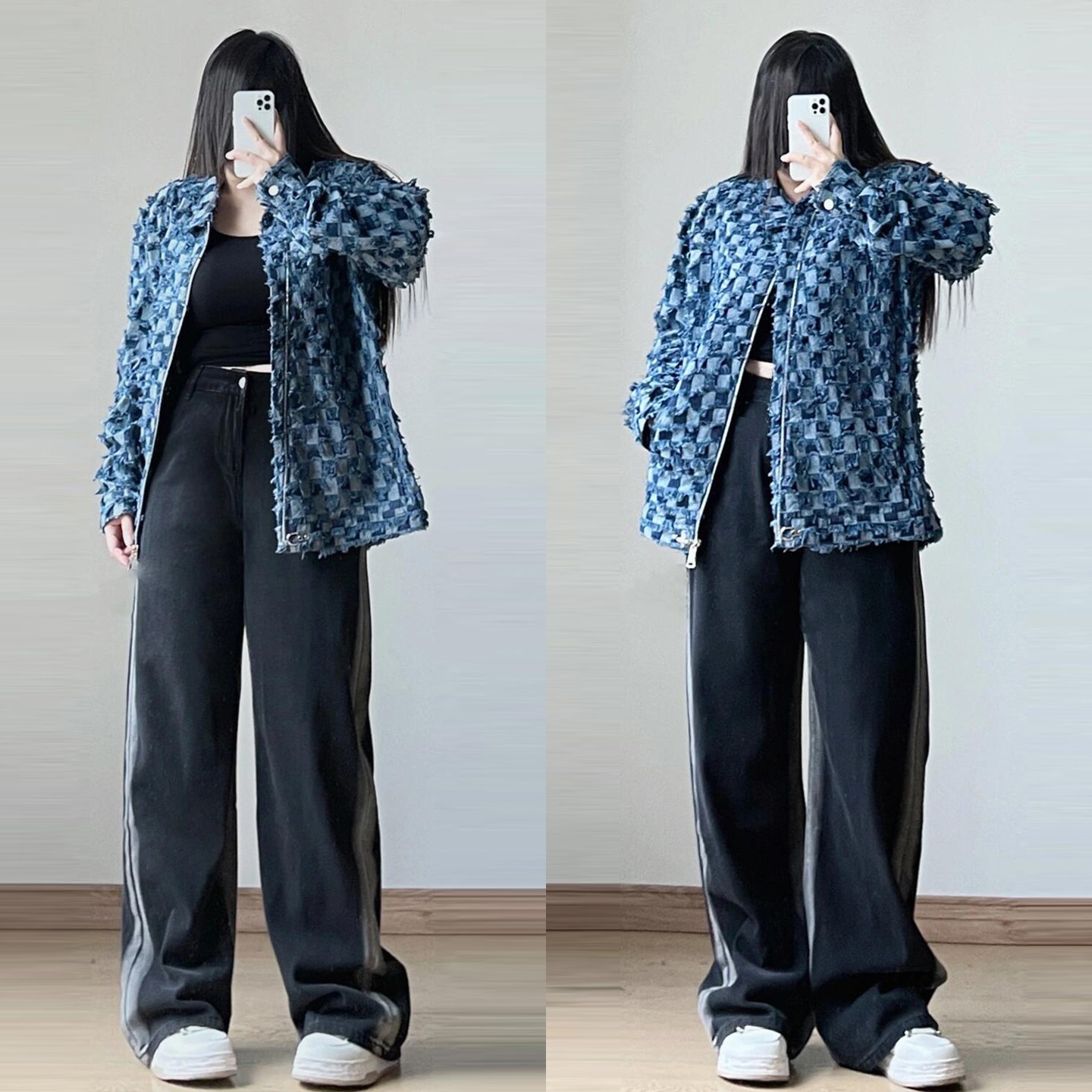 300斤大码女装美式高街黑色牛仔裤女胖mm设计感宽松显瘦阔腿裤子,女装/女士精品,大码裤装,淘宝优惠券,粉丝福利购,淘宝优惠卷