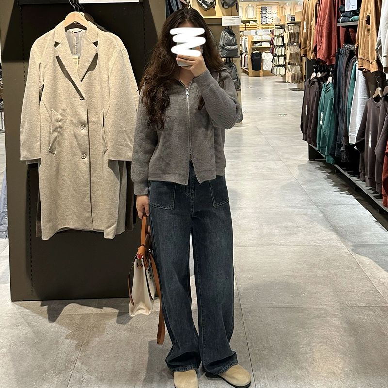 大码胖mm大口袋阔腿牛仔裤女