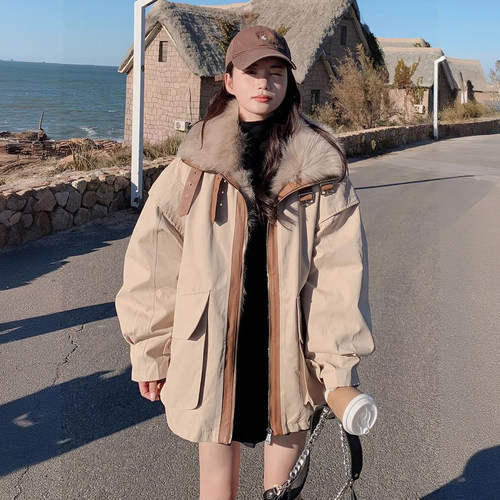 特大码女装美式高级感工装棉服女