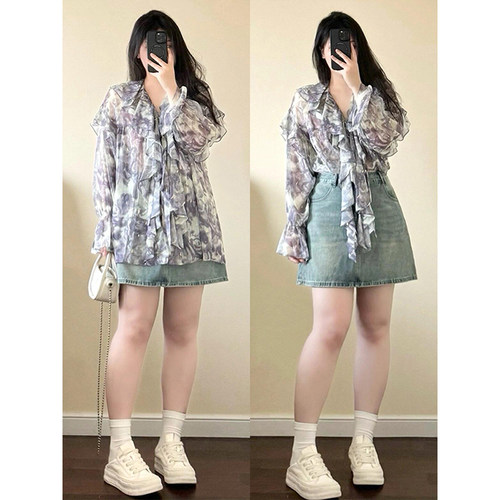 特大码美式复古ins遮肚显瘦短裙