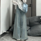 女装 胖mm韩版 宽松阔腿牛仔裤 大码 女小众设计感流苏垂感直筒长裤 子