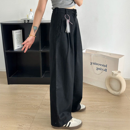 300斤特大码胖mm黑色高腰显瘦直筒牛仔裤女简约百搭高级感长裤子