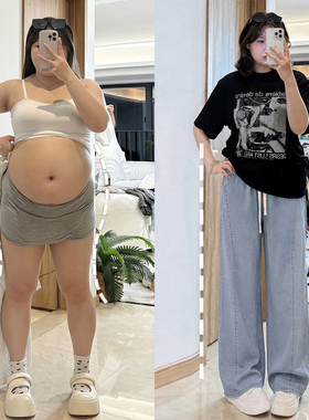 大码女装蓝色简约高腰显瘦天丝牛仔裤夏季胖mm休闲百搭直筒长裤子