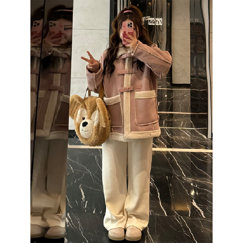 特大码甜美风ins宽松时髦棉服女