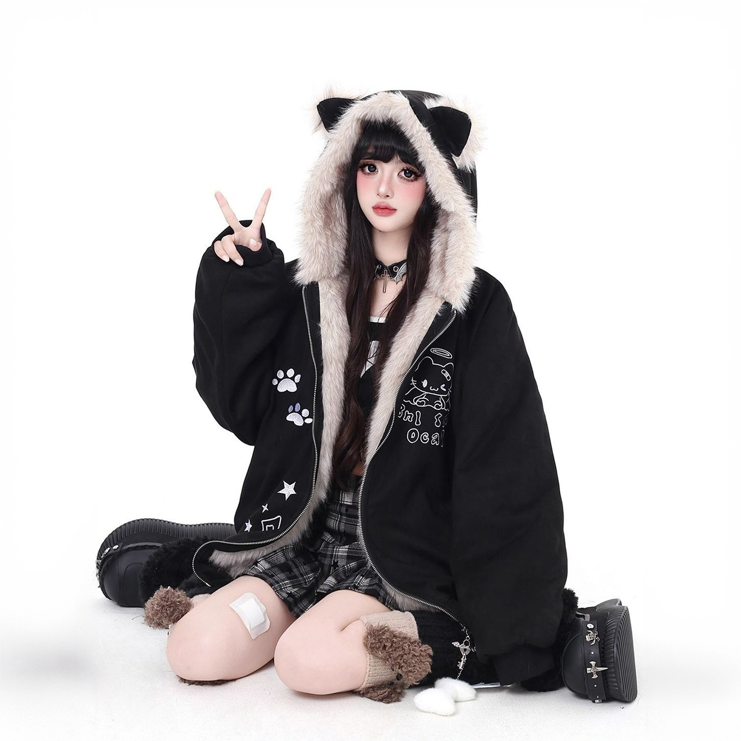 300斤特大码宽松显瘦棉衣外套女