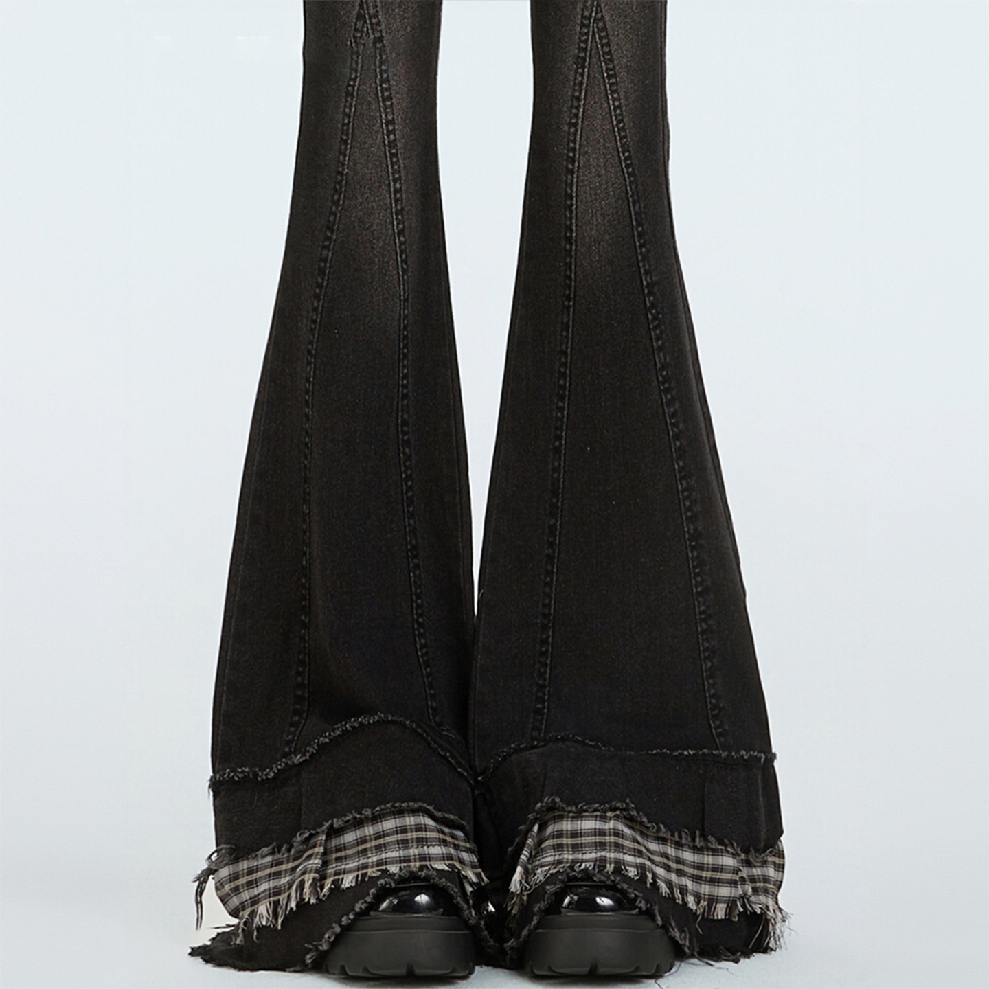 胖mm大码女装拼接设计显瘦裤子女