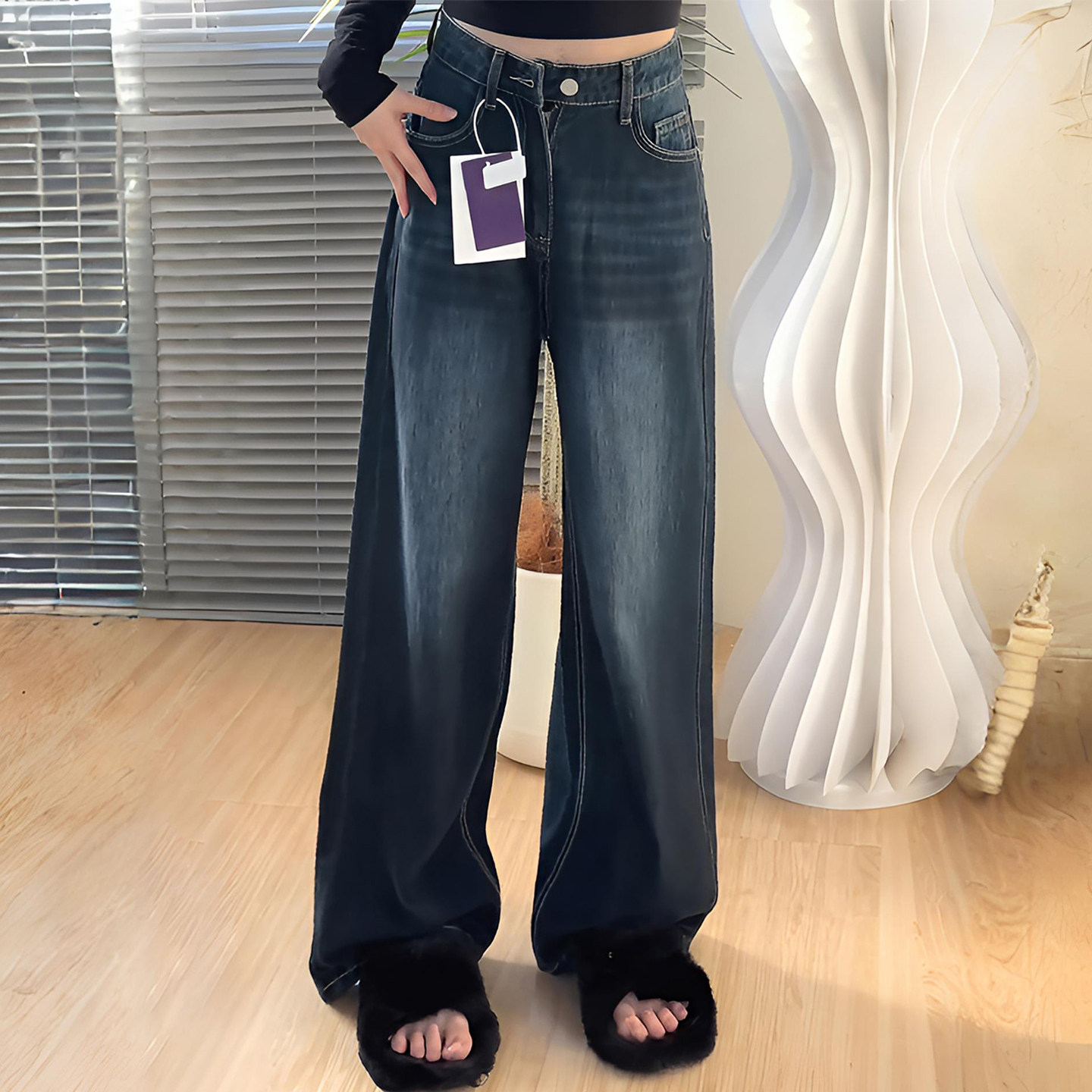 大码女装胖mm韩版宽松高腰牛仔裤女小个子显瘦梨型身材直筒长裤子,女装/女士精品,大码裤装,淘宝优惠券,粉丝福利购,淘宝优惠卷