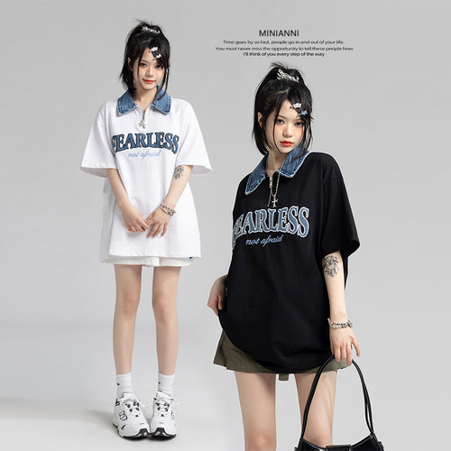 300斤特大码美式学院风短袖t恤女