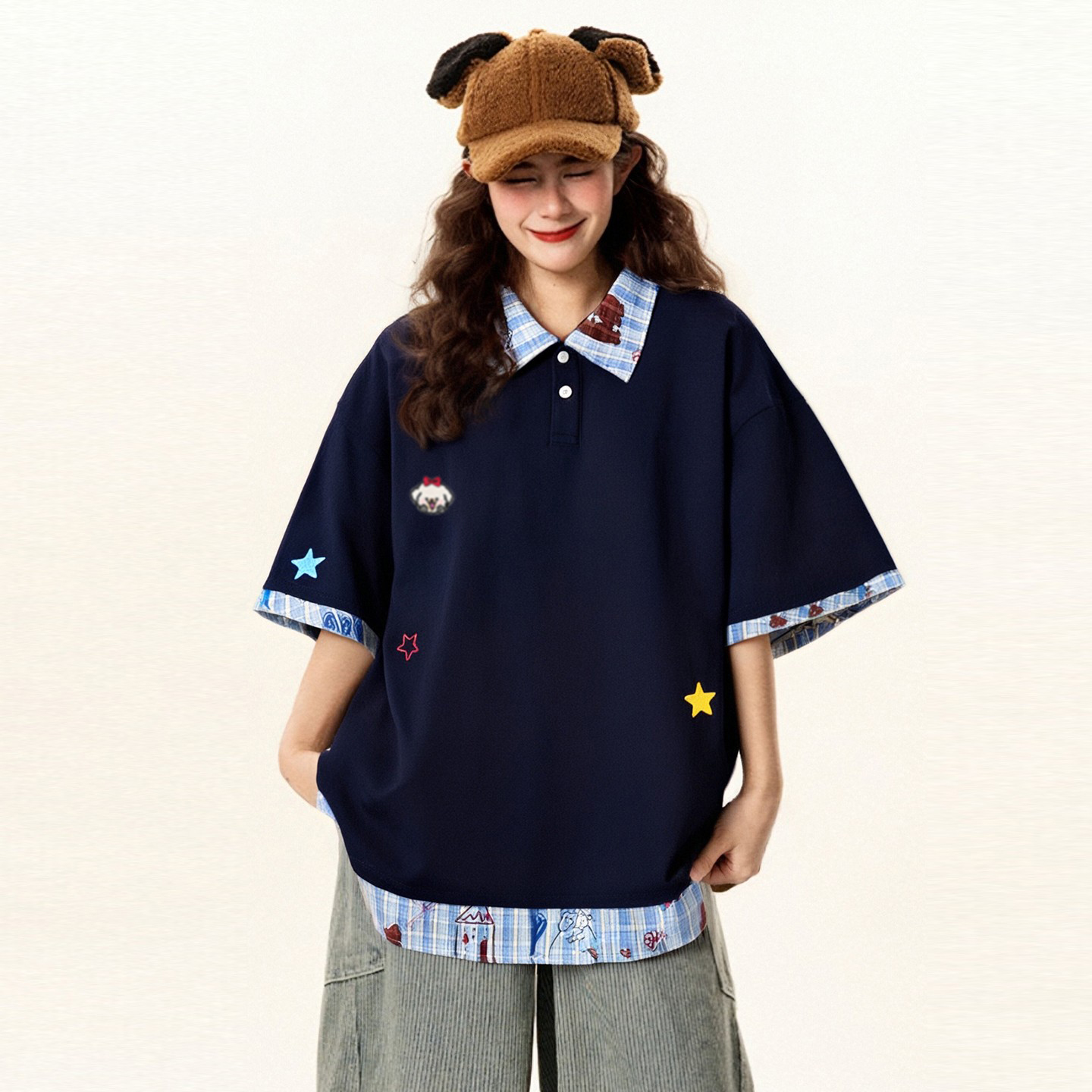 300斤大码女装减龄休闲风POLO衫