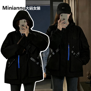 百搭棉服外套女黑色韩系高级感遮肉显瘦夹棉上衣 时尚 胖mm大码 女装