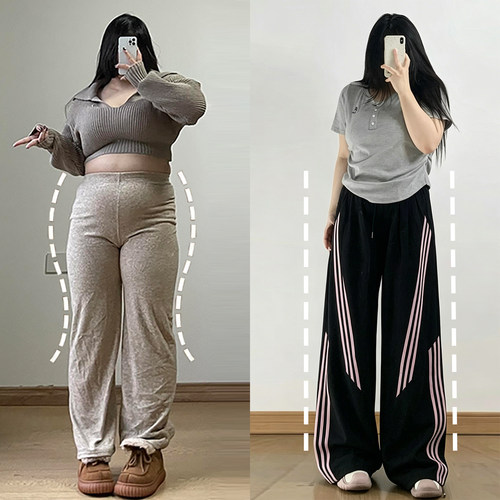 大码女装慵懒风时尚减龄直筒裤女