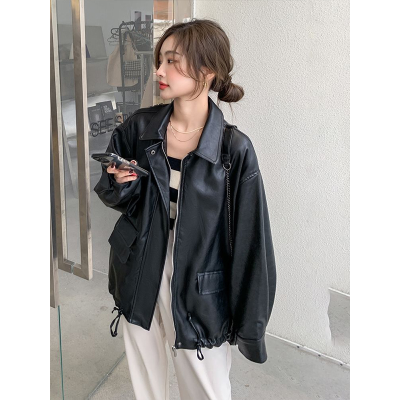 大码胖mm秋冬季爆款宽松皮衣女