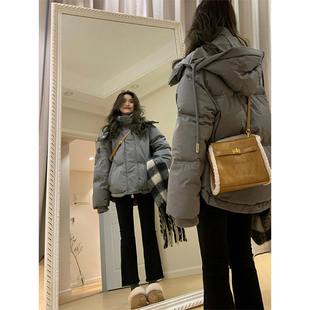 新款 灰色棉服女冬季 加厚减龄学生连帽棉衣外套 胖mm美式 300斤大码