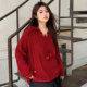 女装 胖mm减龄针织毛衣女2025新款 冬季 特大码 韩系时尚 气质红色上衣