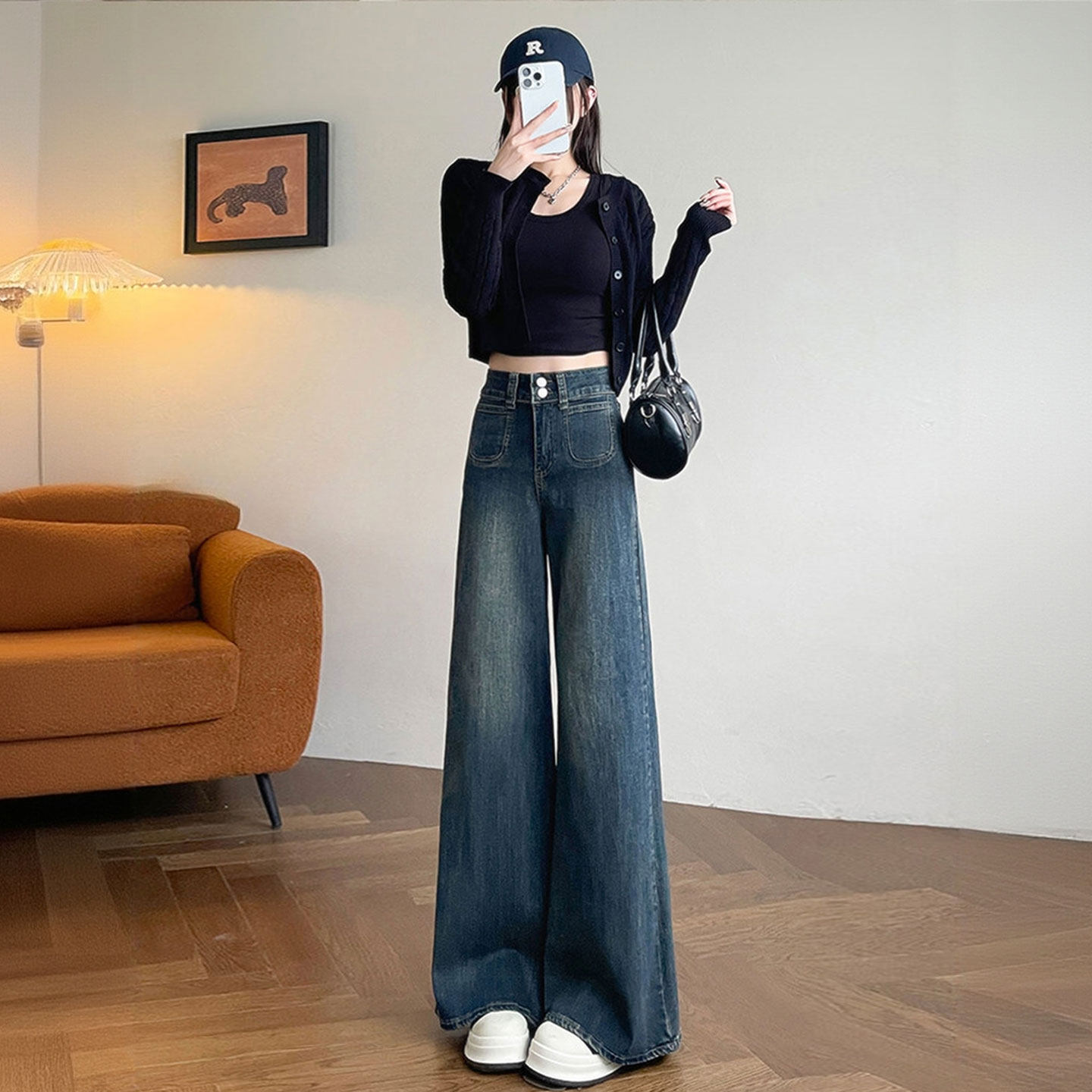 大码女装胖mm蓝色牛仔裤女2026新款美式设计感弹力显瘦女裤阔腿裤,女装/女士精品,大码裤装,淘宝优惠券,粉丝福利购,淘宝优惠卷