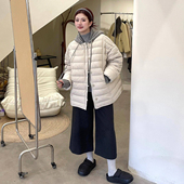 特大码 胖mm高级感针织拼接棉服女韩系加厚保暖排骨设计棉衣外套