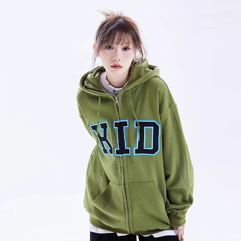 特大码美式ins百搭长袖连帽外套