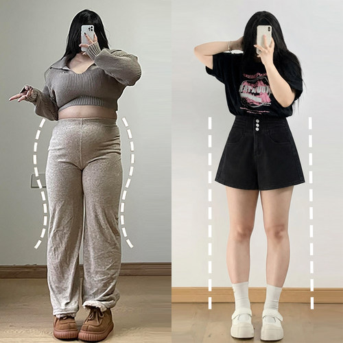 特大码女装设计感百搭排扣短裤女
